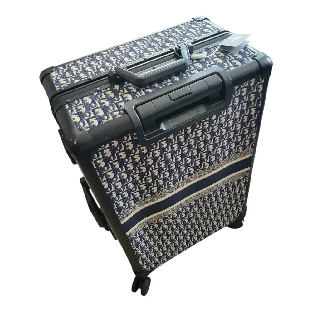 Christian Dior Blue Abstract Pattern Wheeled Suitcase Carry On Size 24x16x10 